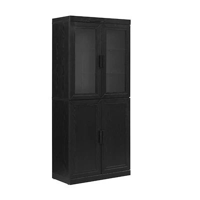 Tall Black Wood and 4-Door Storage Cabinet