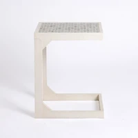 Mosaic Tile White Wood C-Table