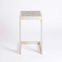 Mosaic Tile White Wood C-Table