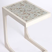 Mosaic Tile White Wood C-Table