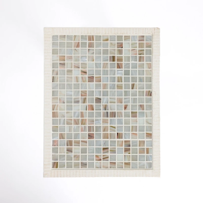 Mosaic Tile White Wood C-Table