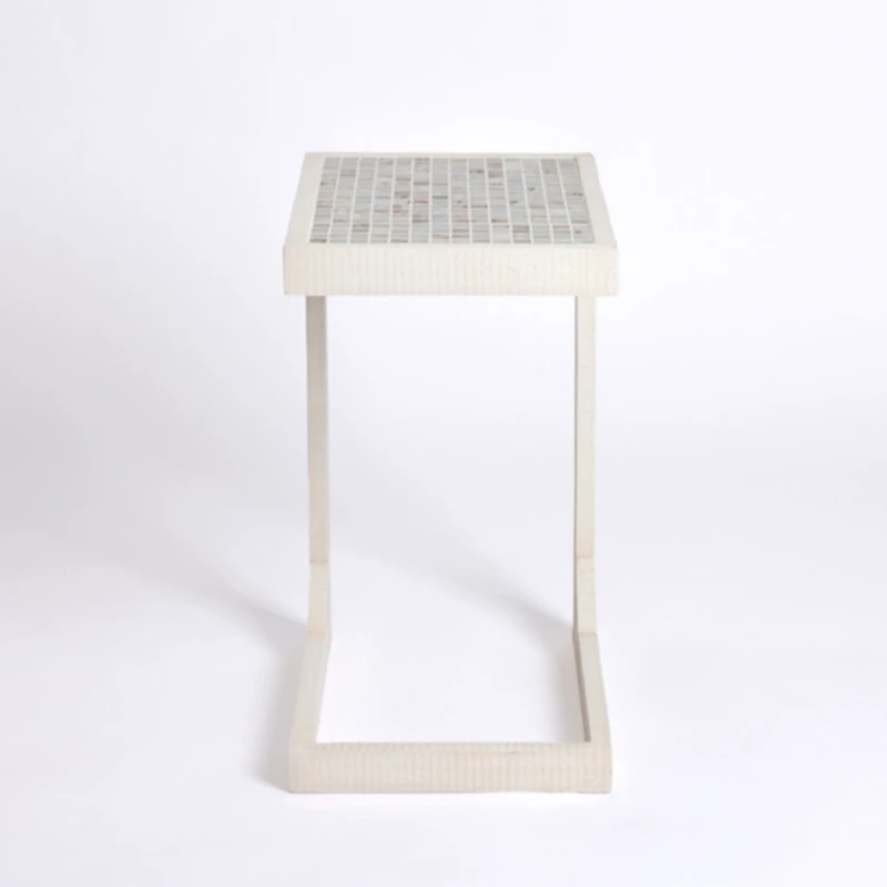 Mosaic Tile White Wood C-Table