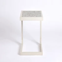 Mosaic Tile White Wood C-Table