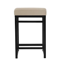 Light Tan Upholstered Counter Stool