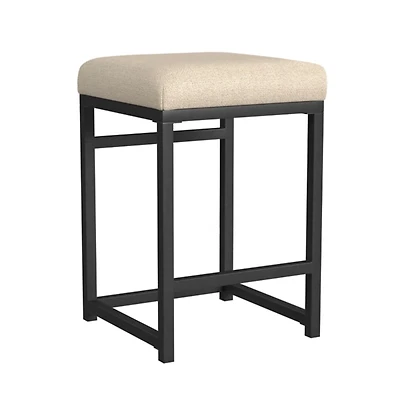Light Tan Upholstered Counter Stool