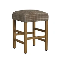 Brown Windowpane Upholstered Counter Stool