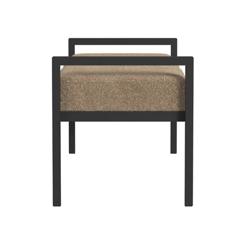Brown Boucle Upholstered Metal Frame Bench