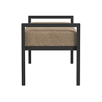 Brown Boucle Upholstered Metal Frame Bench