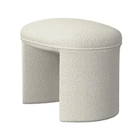 Cream Boucle Oval Upholstered Ottoman