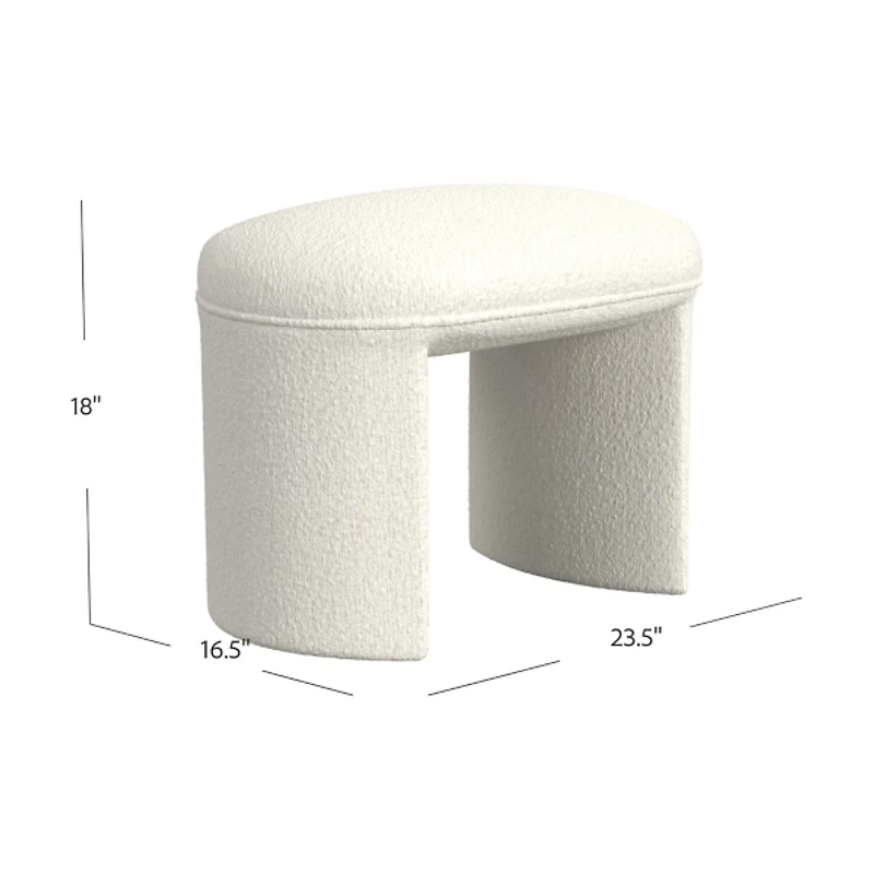 Cream Boucle Oval Upholstered Ottoman