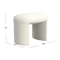 Cream Boucle Oval Upholstered Ottoman