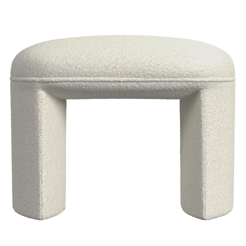 Cream Boucle Oval Upholstered Ottoman