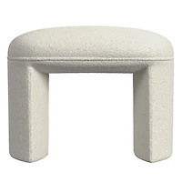 Cream Boucle Oval Upholstered Ottoman