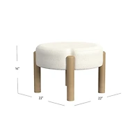 Cream Boucle Natural Wood Ottoman
