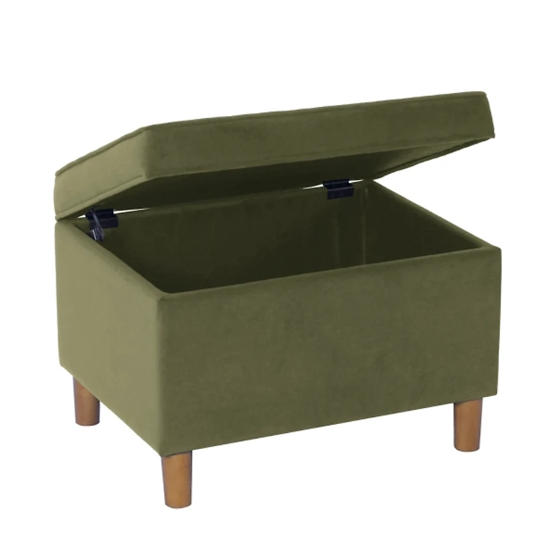 Sage Green Velvet Rectangle Storage Ottoman