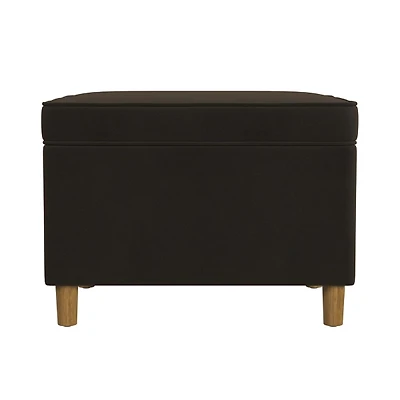 Chocolate Brown Velvet Rectangle Storage Ottoman