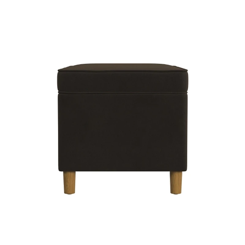 Chocolate Brown Velvet Rectangle Storage Ottoman