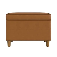 Caramel Faux Leather Storage Ottoman