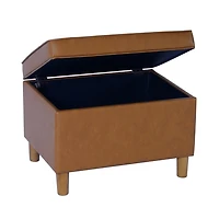 Caramel Faux Leather Storage Ottoman