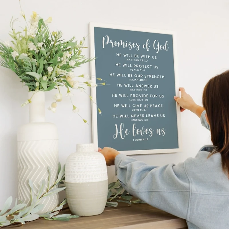 Promises of God Blue Wood Wall Plaque