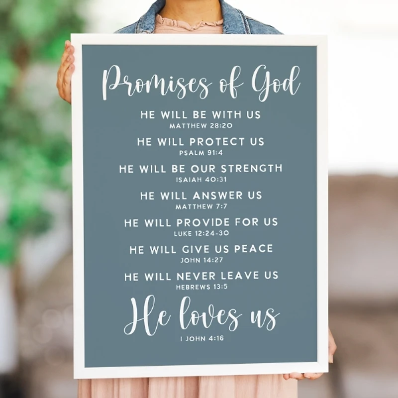 Promises of God Blue Wood Wall Plaque