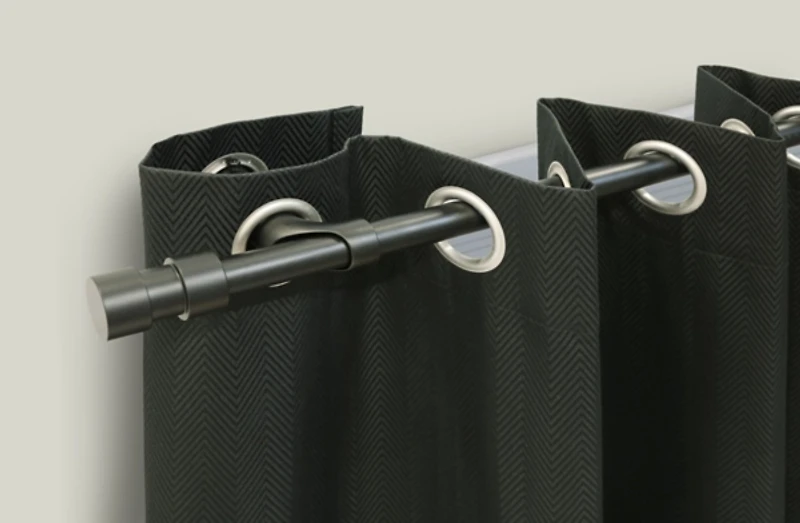 Black Metal Blackout Finial Curtain Rod