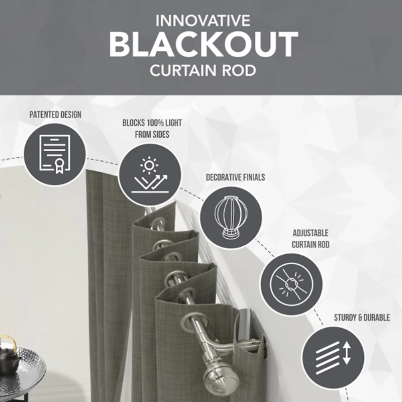 Espresso Metal Blackout Finial Curtain Rod