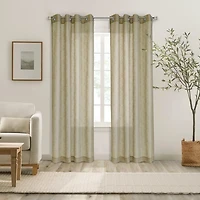 Tan Boucle Sheer Single Curtain Panel, 63 in.