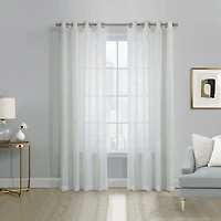 White Boucle Sheer Single Curtain Panel, 63 in.