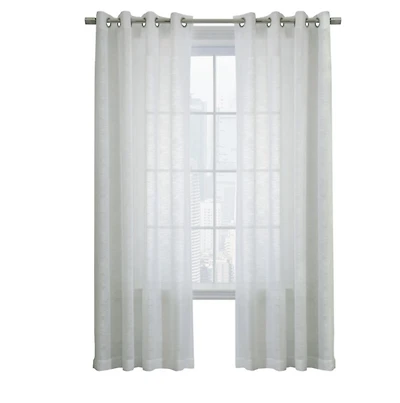 White Boucle Sheer Single Curtain Panel, 63 in.