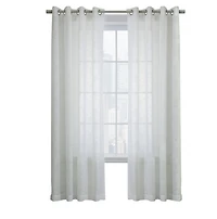 White Boucle Sheer Single Curtain Panel, 63 in.