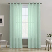 Seafoam Green Boucle Sheer Curtain Panel, 95 in.