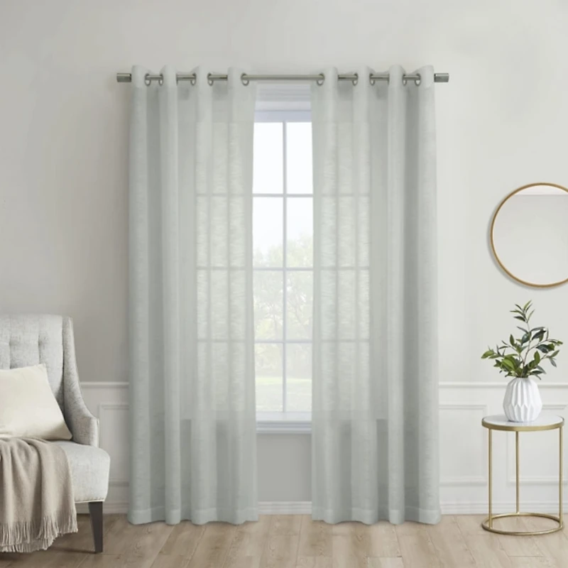 Gray Boucle Sheer Single Curtain Panel, 108 in.