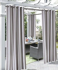 Taupe Coastal Stripe Outdoor Curtain Panel, 84 in.
