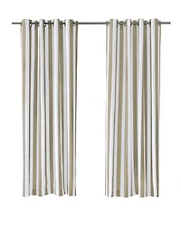 Tan Coastal Stripe Outdoor Curtain Panel