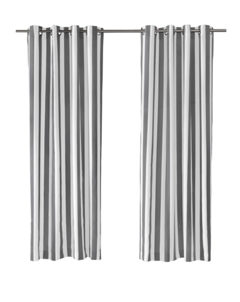 Gray Coastal Stripe Outdoor Curtain Panel, 108 in.