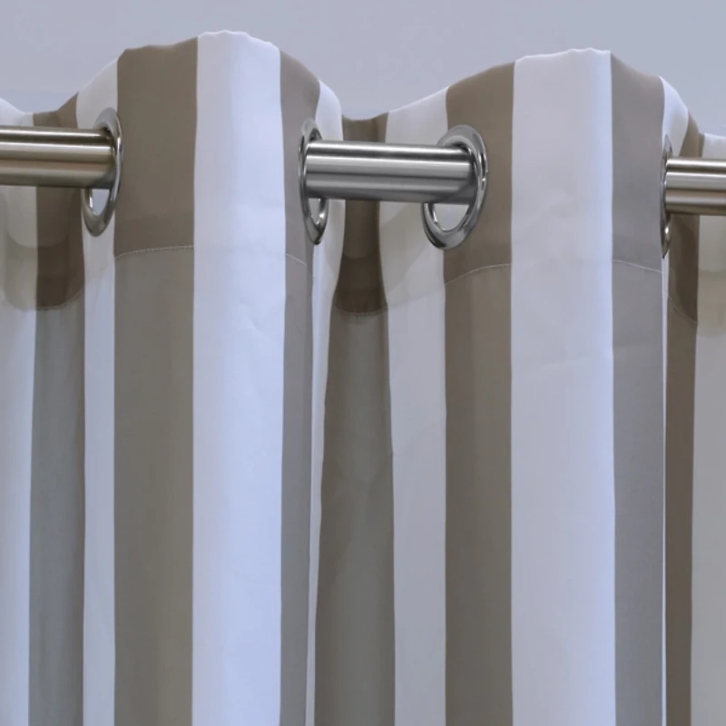 Tan Coastal Stripe Outdoor Curtain Panel, 108 in.