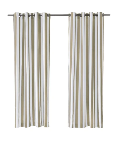 Tan Coastal Stripe Outdoor Curtain Panel, 108 in.