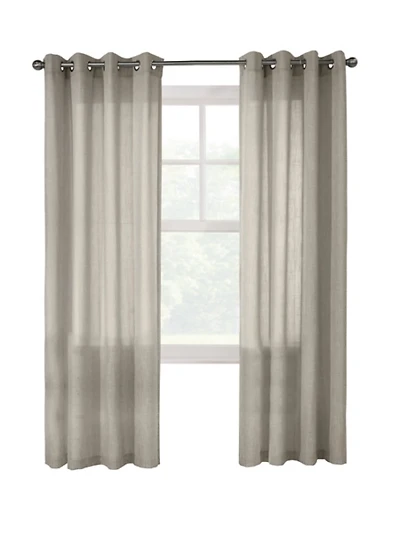 Beige Linen Light Filtering Curtain Panel, 84 in.