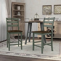 Antique Green Wood Counter Stools, Set of 2