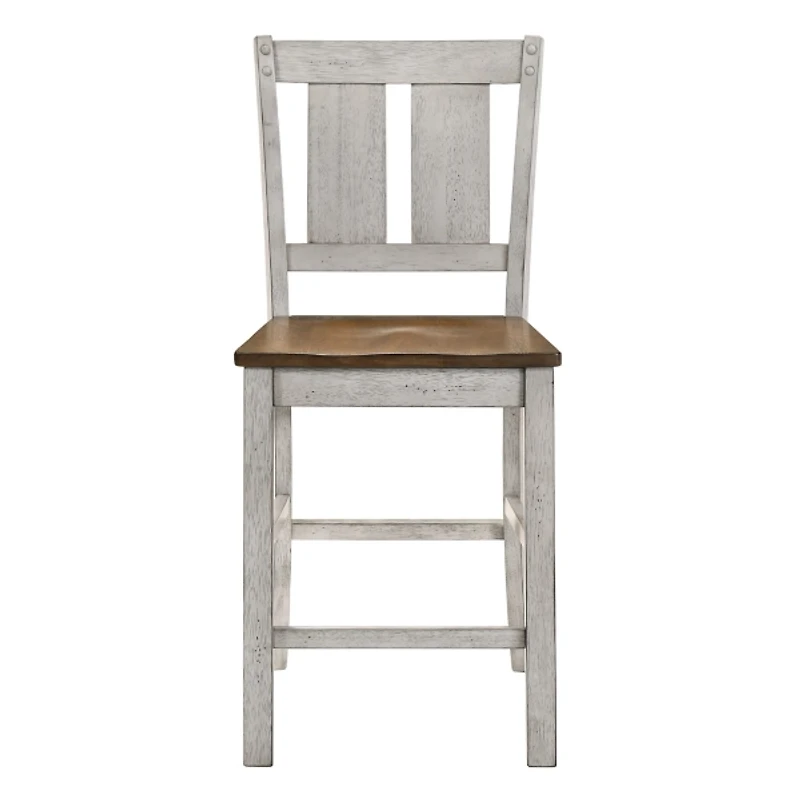 Antique White & Dark Brown 2-pc. Counter Stool Set