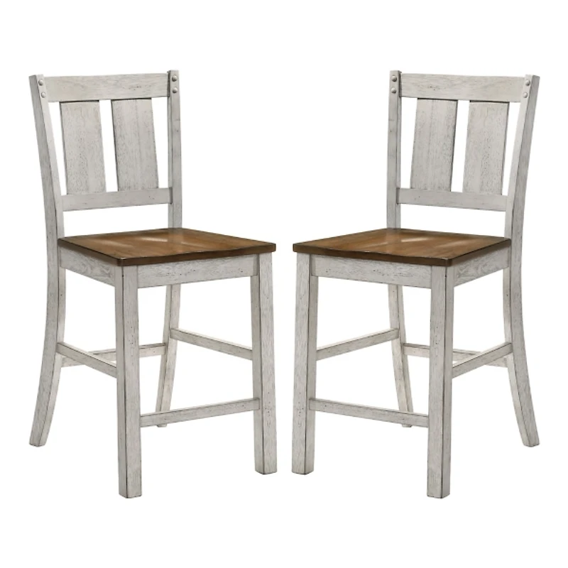 Antique White & Dark Brown 2-pc. Counter Stool Set