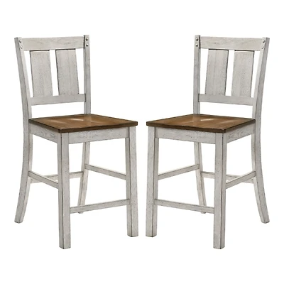 Antique White & Dark Brown 2-pc. Counter Stool Set