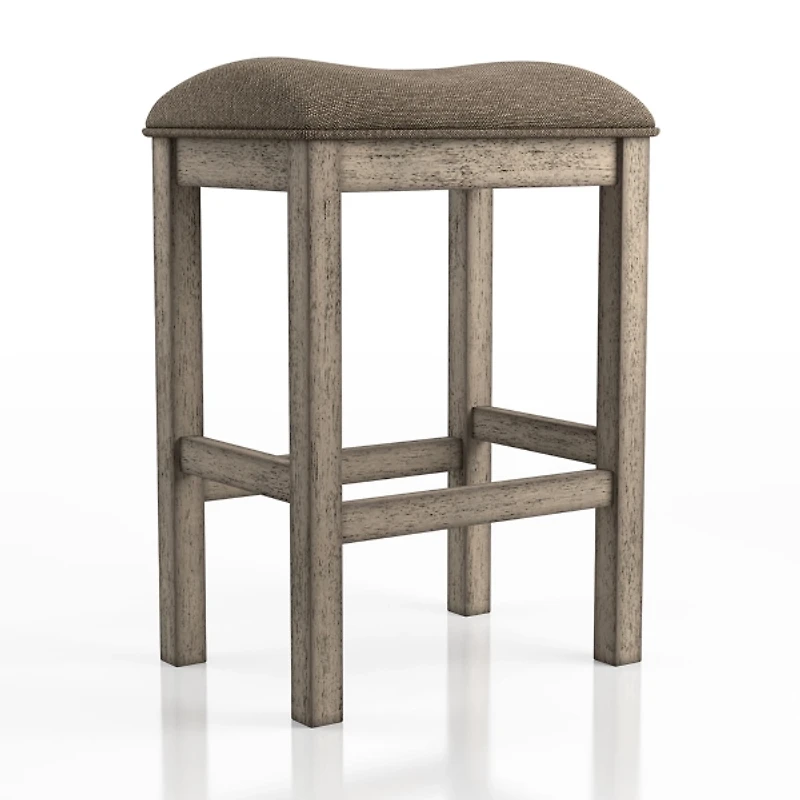 Chestnut Wood Upholstered Counter Stools, Set of 2