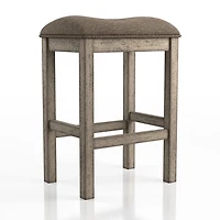 Chestnut Wood Upholstered Counter Stools, Set of 2
