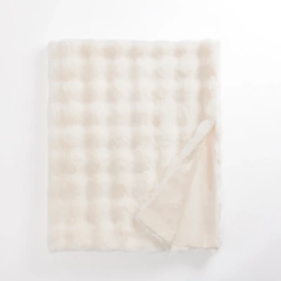 White Faux Fur Bubble Throw