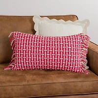 Red Basket Weave Lumbar Pillow