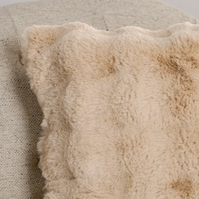 Taupe Faux Fur Bubble Pillow