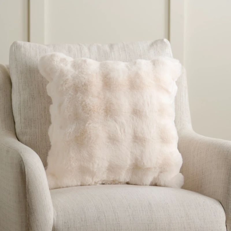 White Faux Fur Bubble Pillow