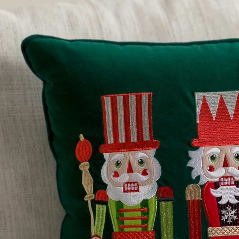 Green Velvet Nutcracker Trio Pillow